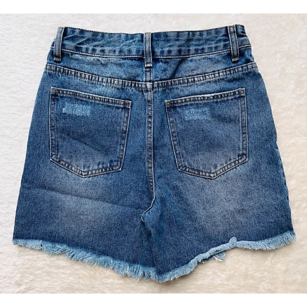NWT superdown Lennon Distressed Mid Short in Dark Blue, Size 27